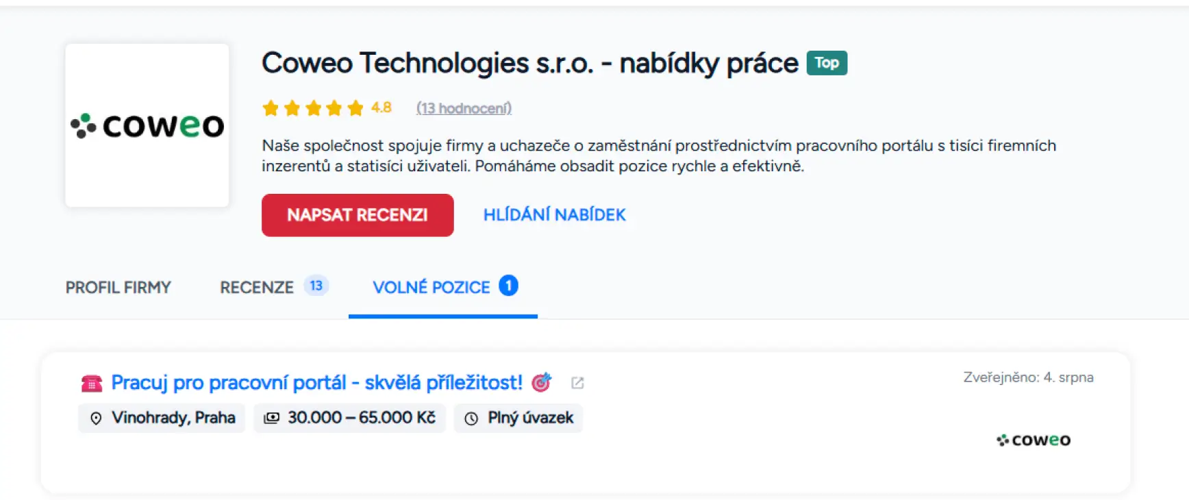 Inzerát jenFirmy.cz - ukázka