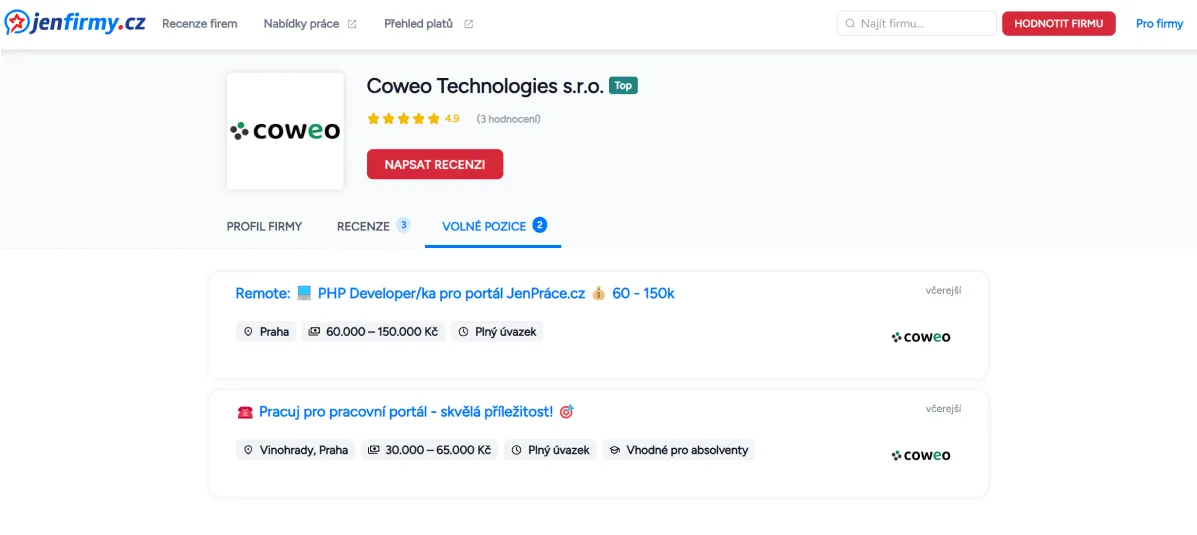 Firemní profil JenFirmy.cz - ukázka 1